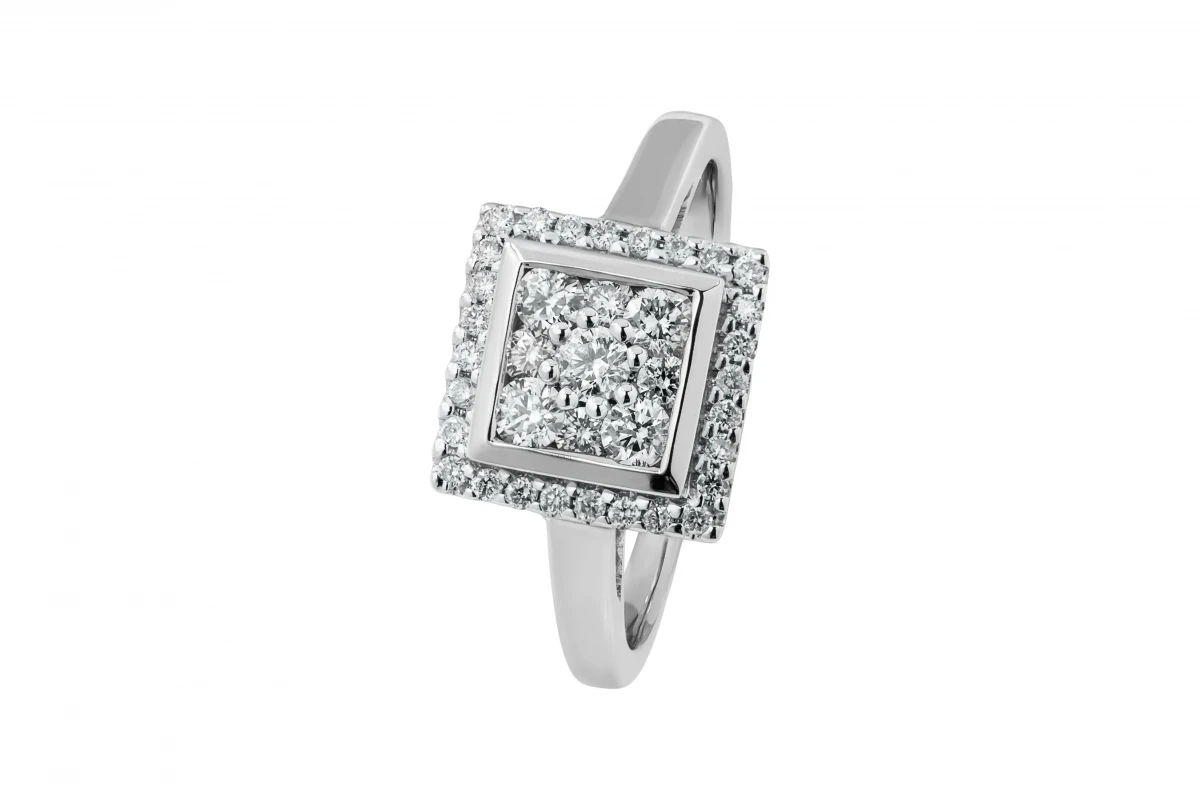 18ct White Gold Diamond Square Ring 0.69ct