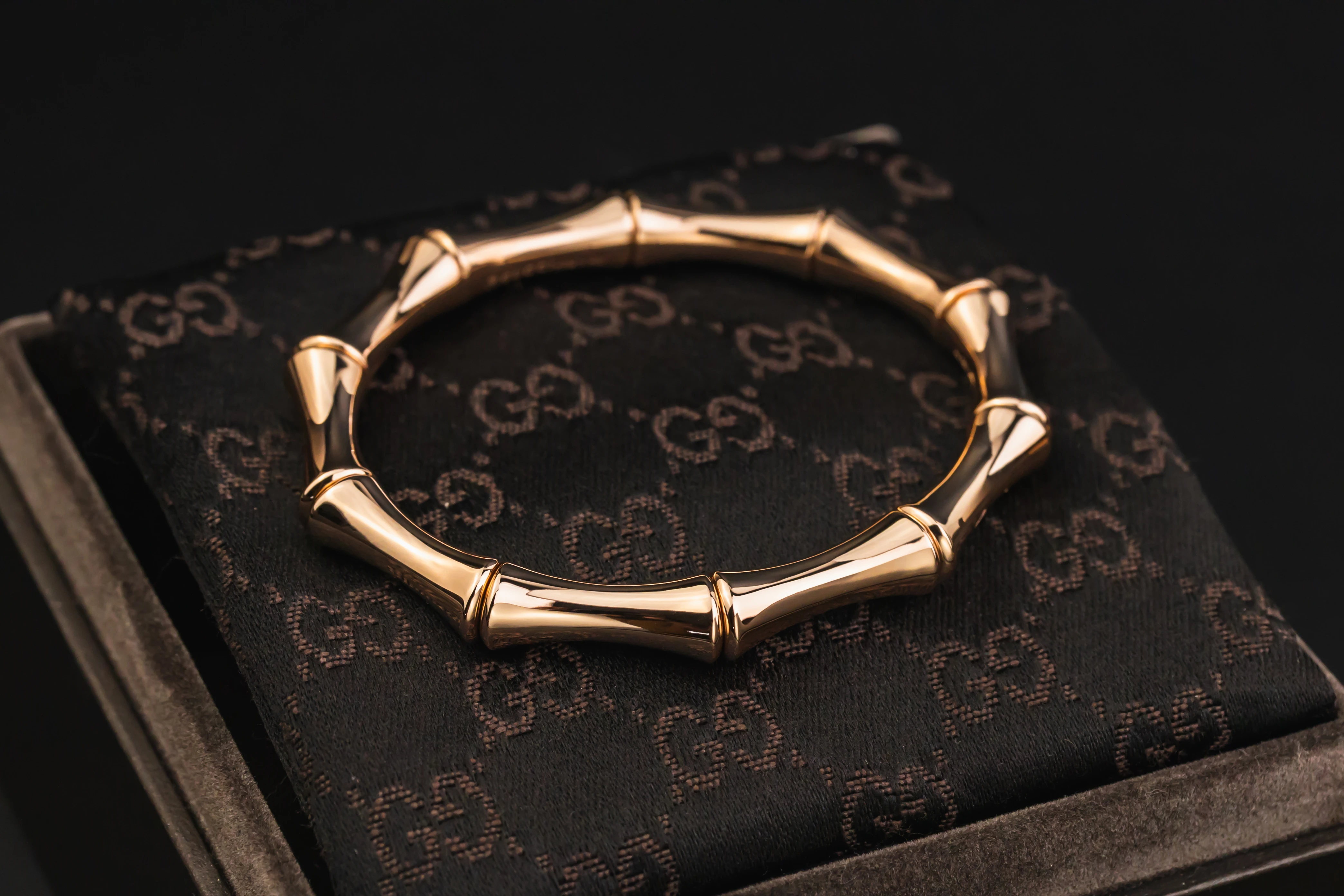 GUCCI 18ct Rose Gold Bamboo Bracelet Size 16 22.5g