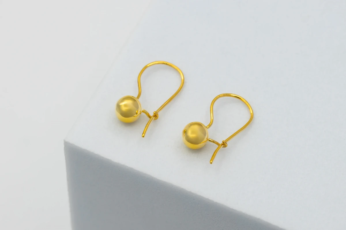9ct Yellow Gold Euroball Drop Down Earrings 1.9g