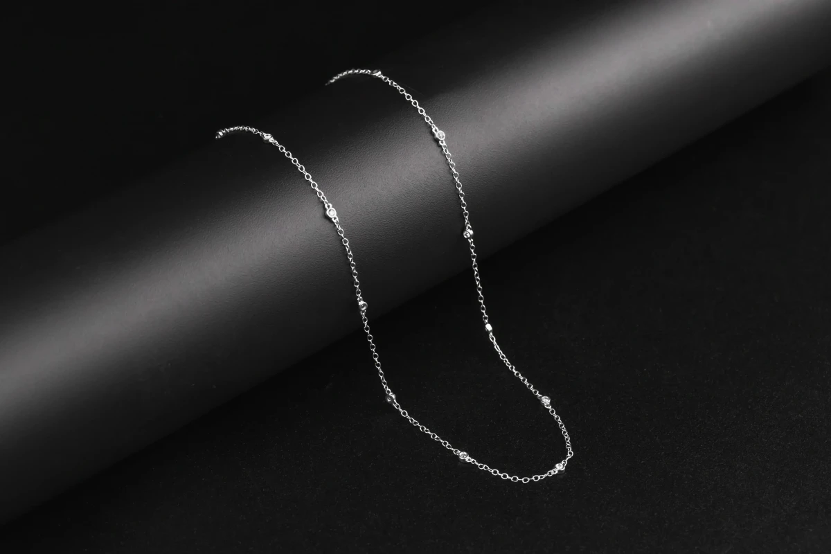 18ct White Gold Diamond Chain 18" 2g