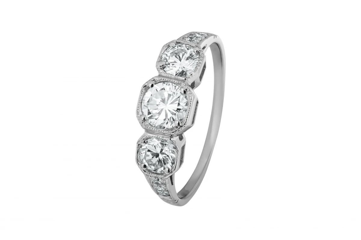 Platinum Trio Diamond Engagement Ring 1.13ct
