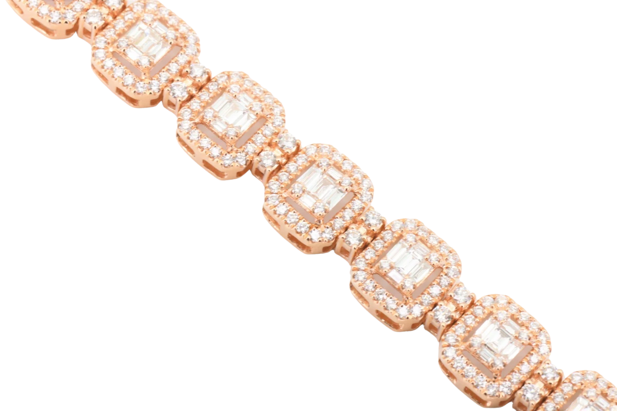 18ct Rose gold Baguette & Brilliant cut VS diamond Bracelet
