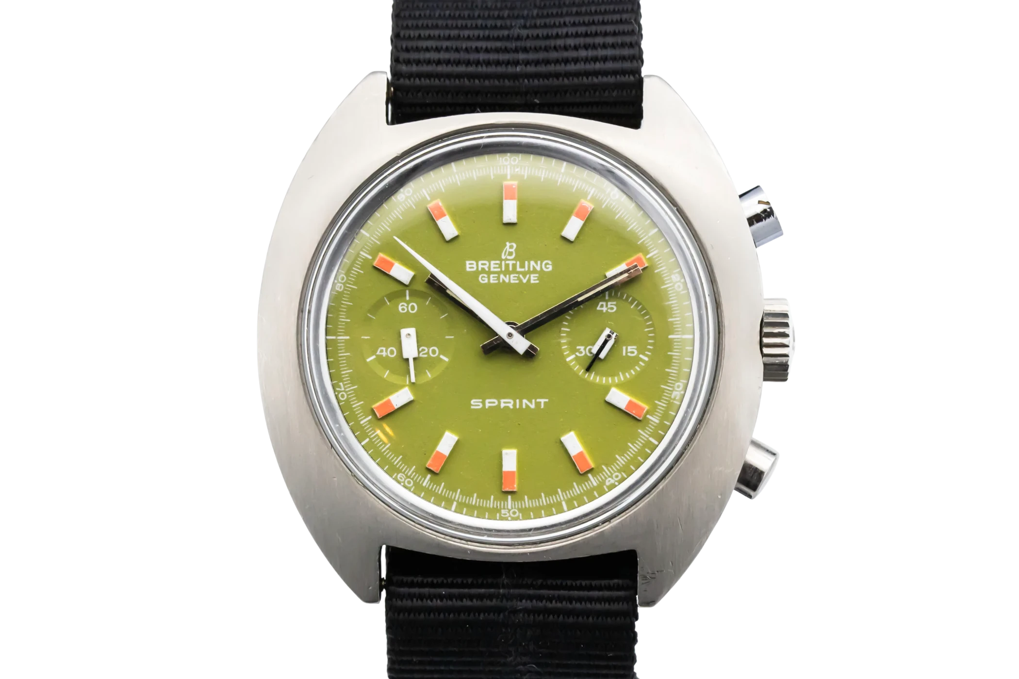 Breitling Sprint 40mm Stainless Steel Black Fabric Cal.7733 Circa 1970s