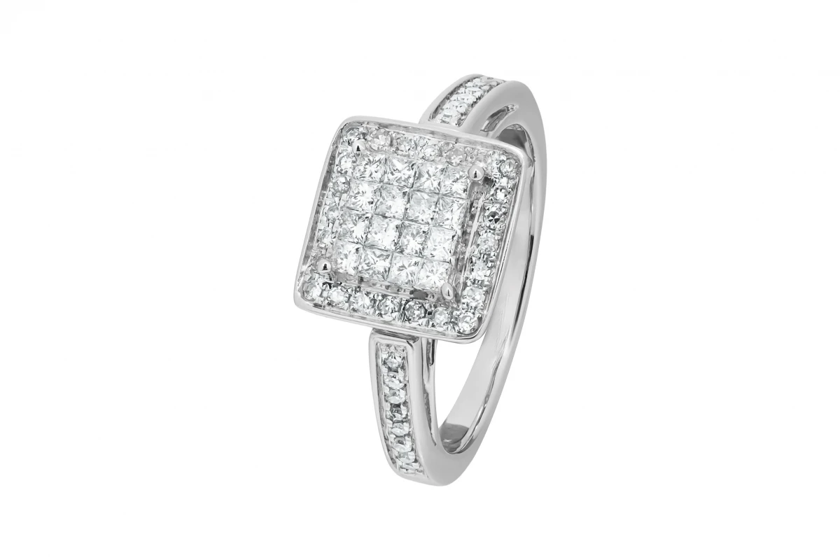 18ct White Gold Cushion Cut Diamond Engagement Ring 1.01ct