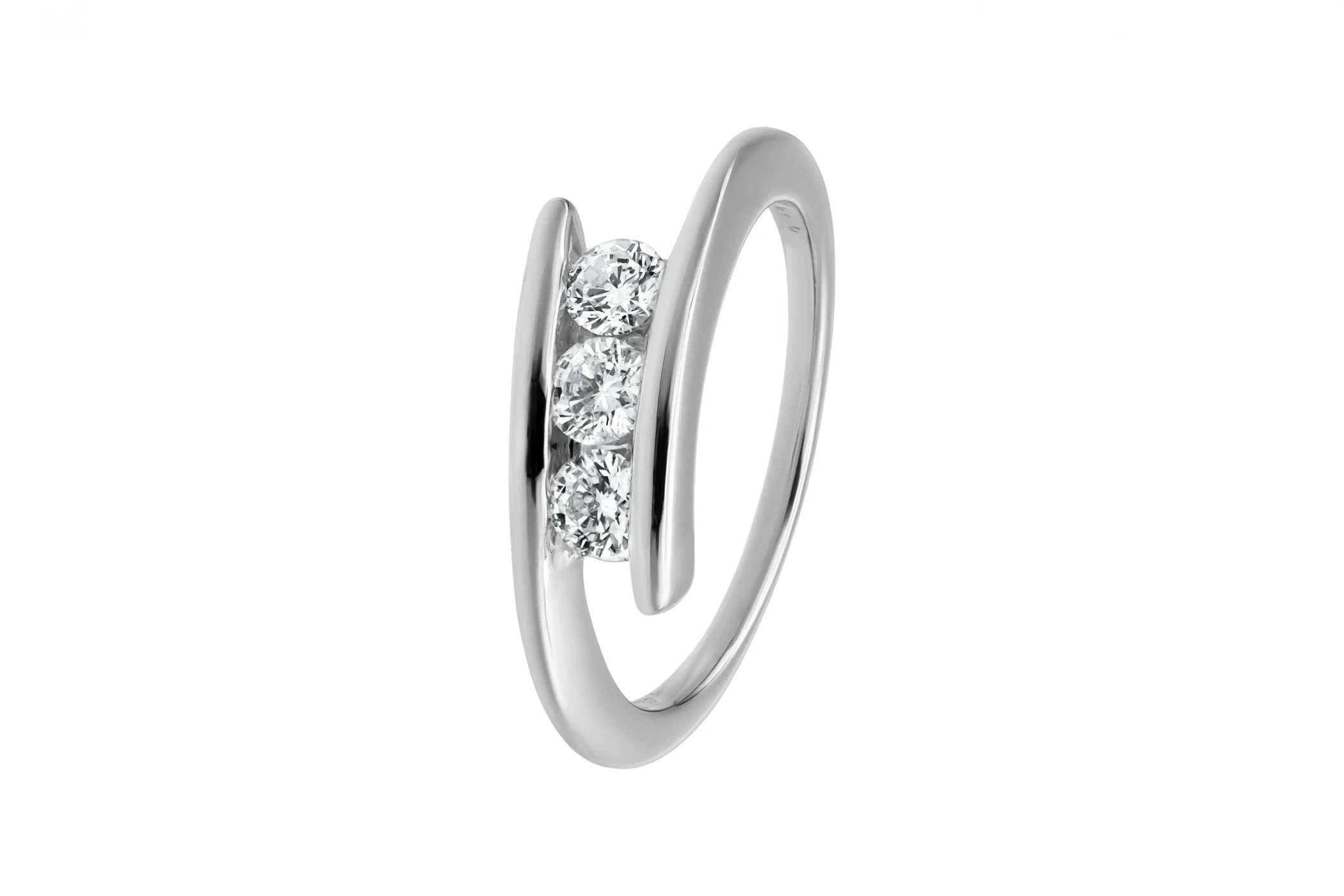 18ct White Gold Diamond Trio Ring 0.50ct 4.2g