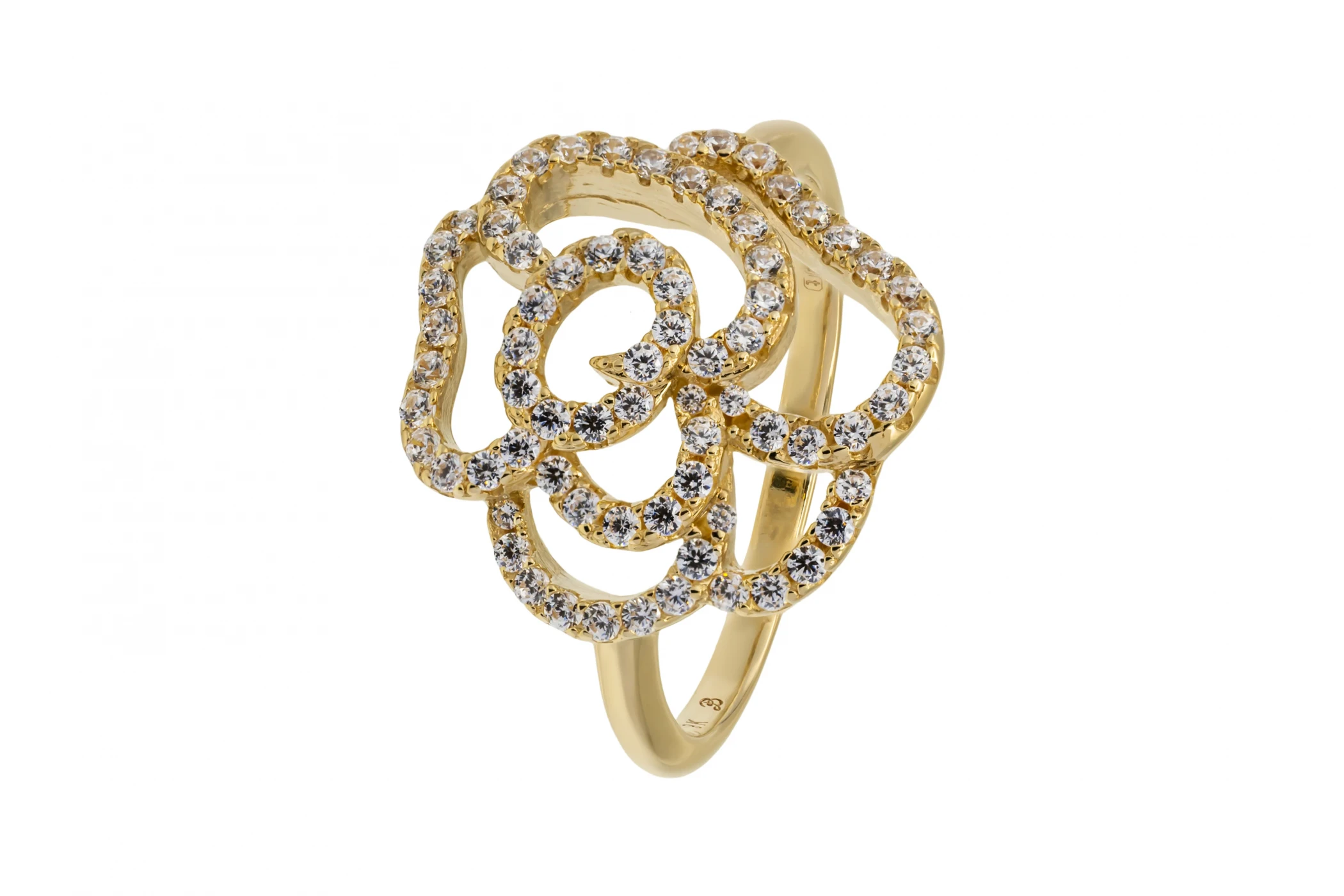 9ct Yellow Gold Cubic Zirconia Flower Ring 3.3g