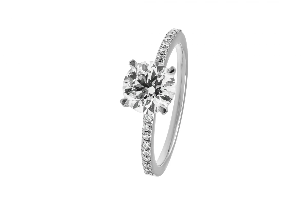 18ct White Gold Lab Diamond Brilliant Round Engagement Ring 1.30ct GIA Certified