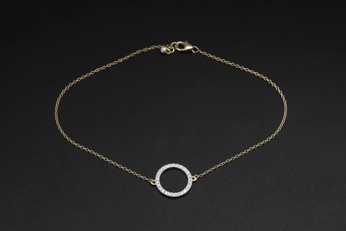 9ct Yellow Gold Diamond Anklet 0.15ct