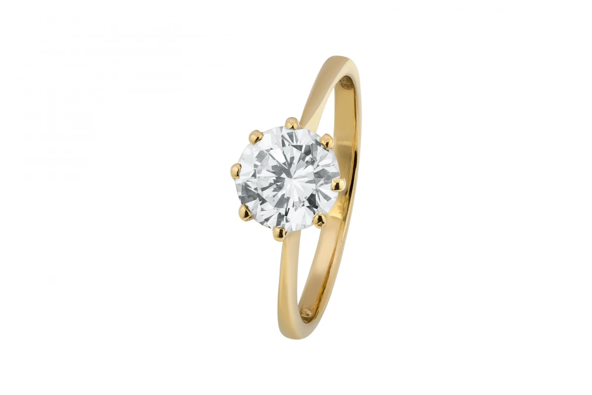 9ct Yellow Gold Cubic Zirconia  Engagement Ring 2.4g