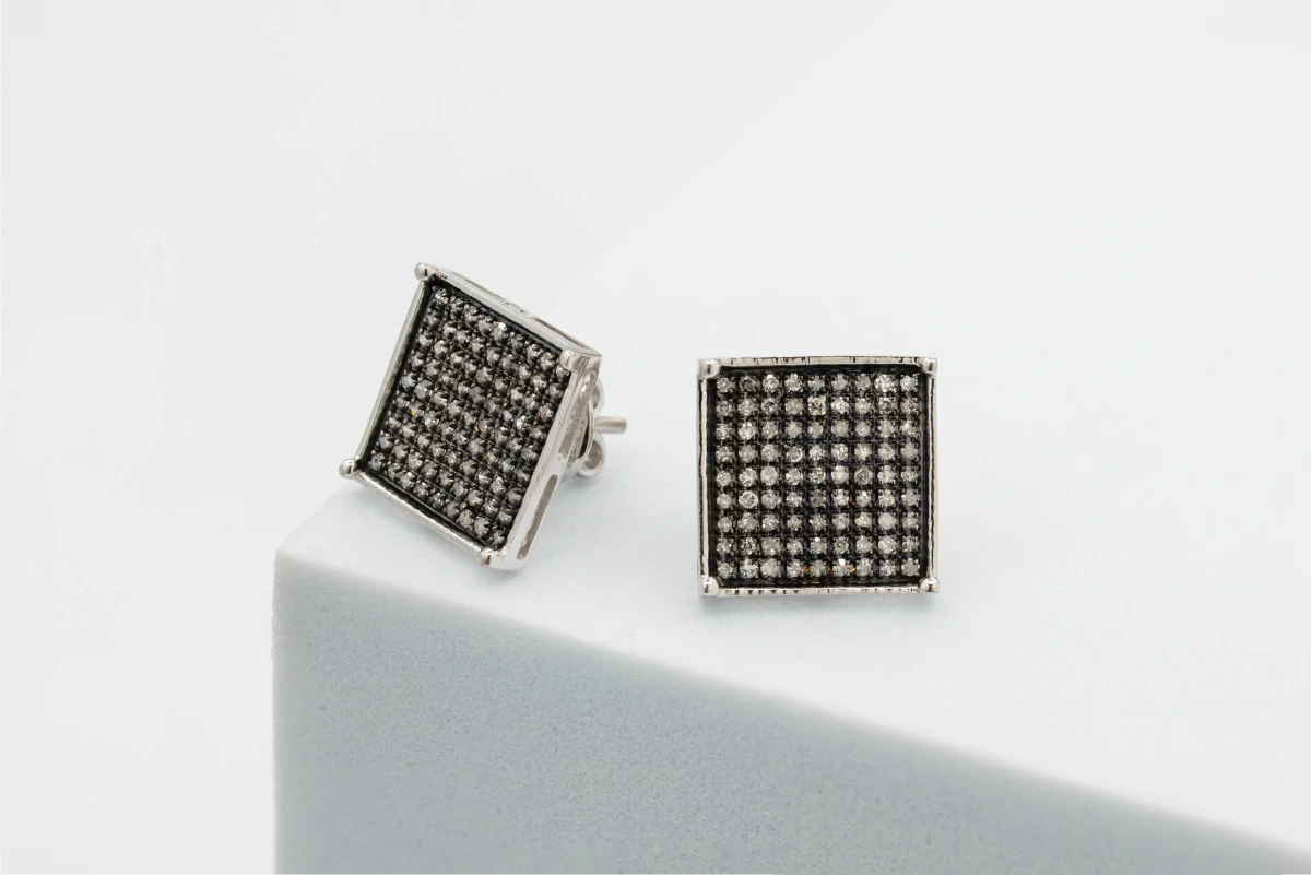 9ct White Gold Diamond Square Stud Earrings 0.25ct