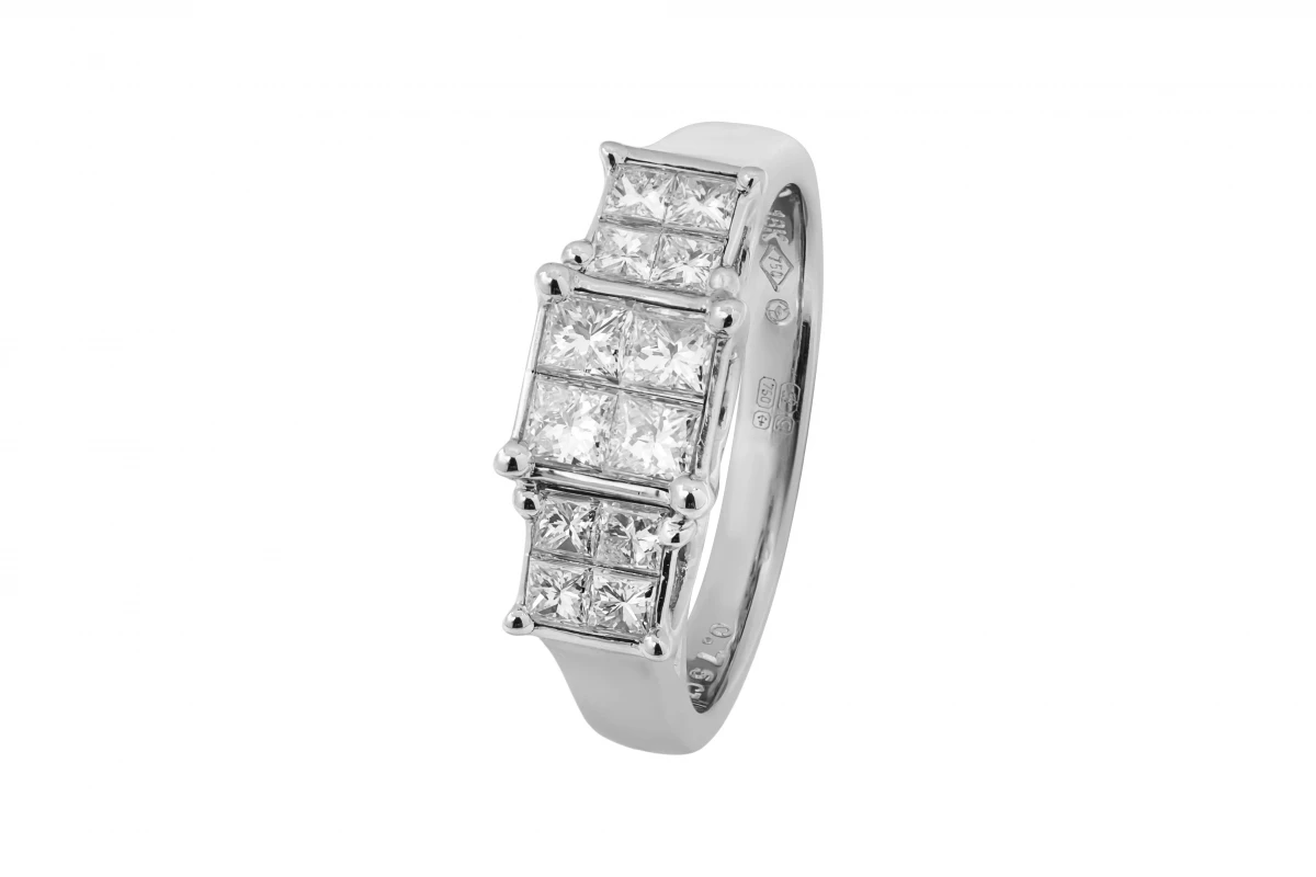 18ct White Gold Diamond Princess Cut Ring 0.75ct