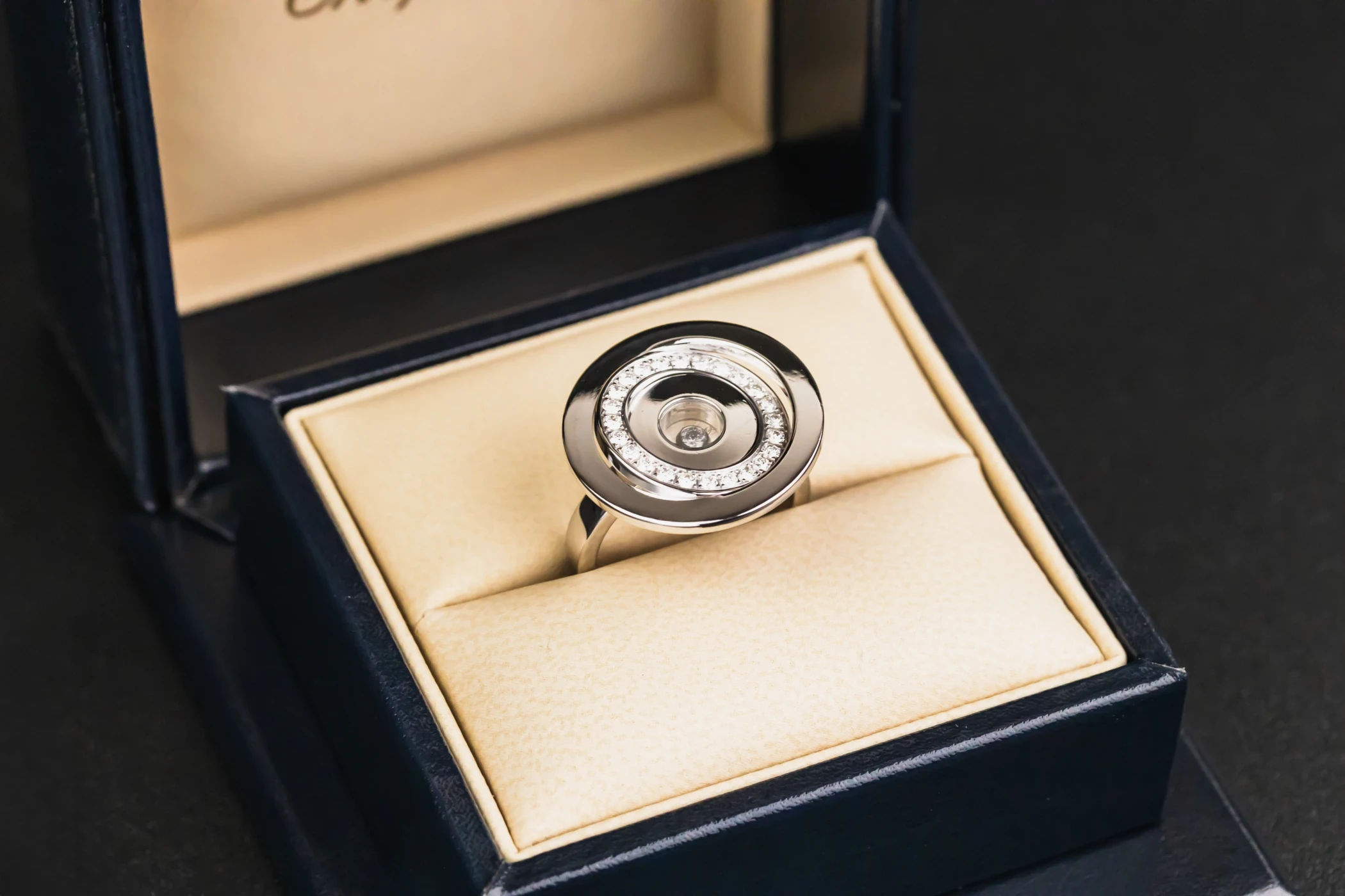 Chopard Happy Spirit White Gold Diamond Pave Ring 0.23ct