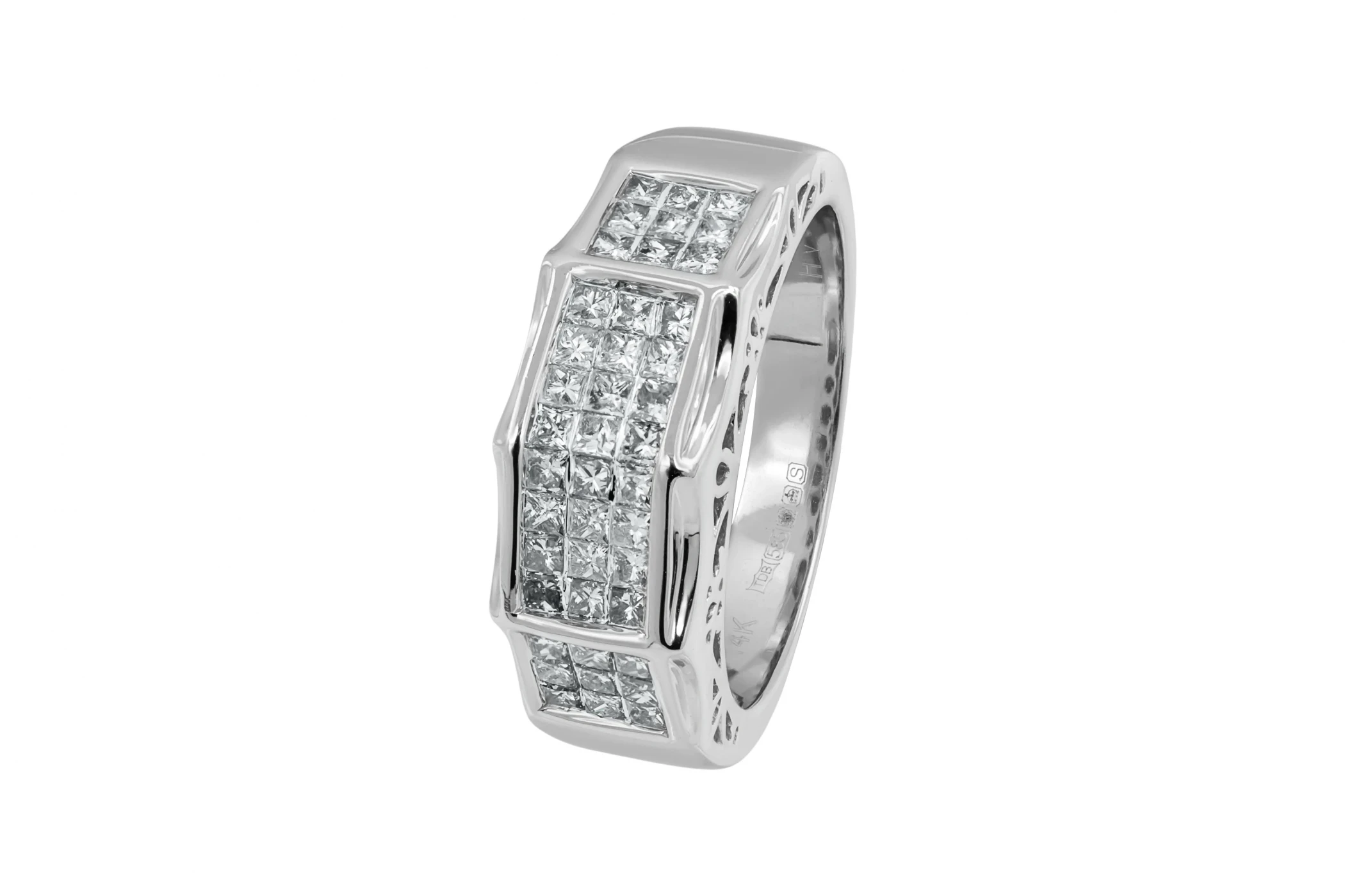 14ct White Gold Princess Cut Diamond Ring 0.98ct 6.9g
