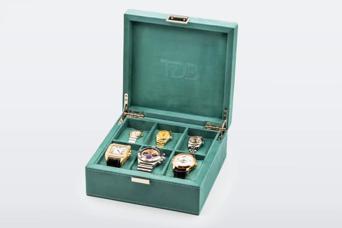 TDB Watch Storage Box - Teal Velvet - 6 Watch Capacity