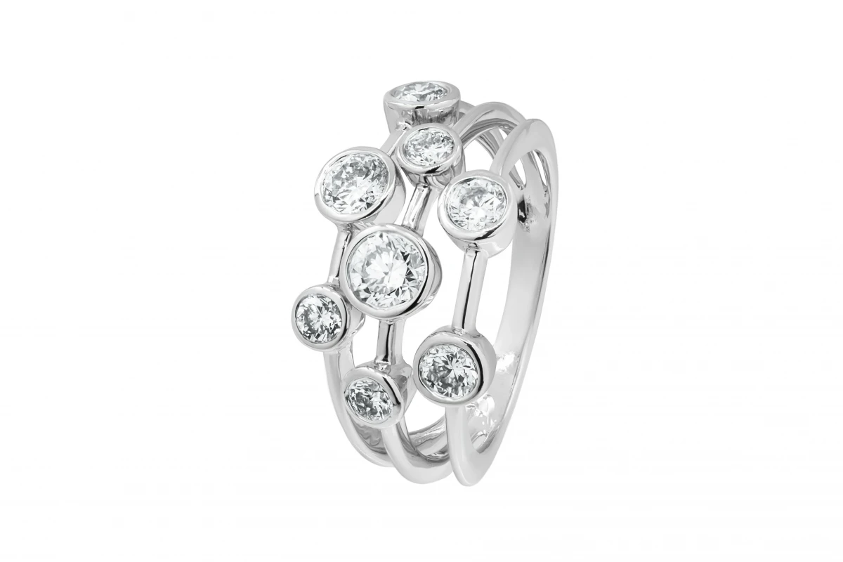 18ct White Gold Bubble Design Diamond Ring 1.91ct