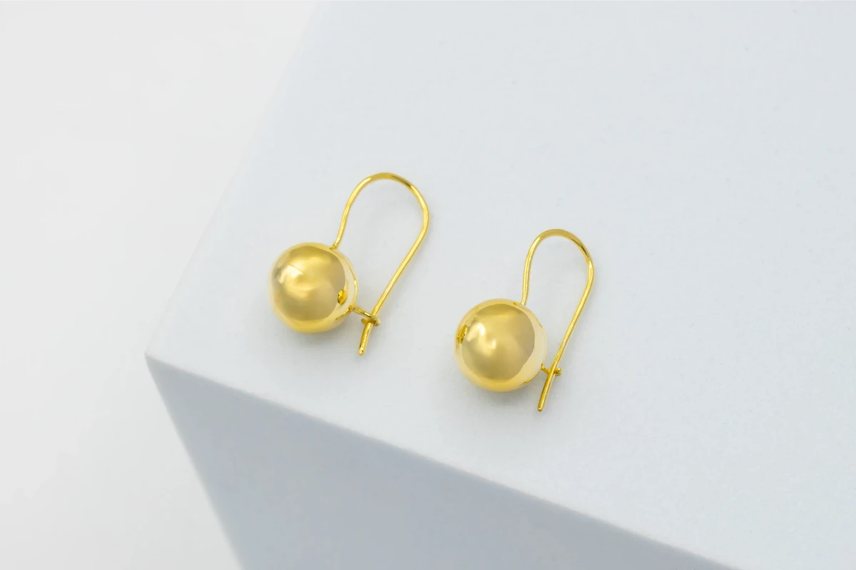 9ct Yellow Gold Euroball Drop Down Earrings 5g