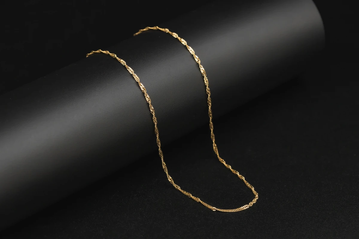 9ct Yellow Gold Twisted Flat Curb Chain 16" 1.8g