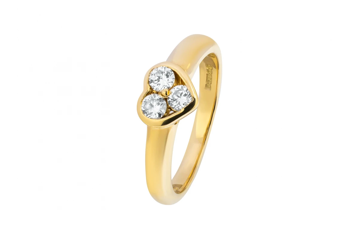 18ct Yellow Gold Heart Diamond Ring 0.27ct