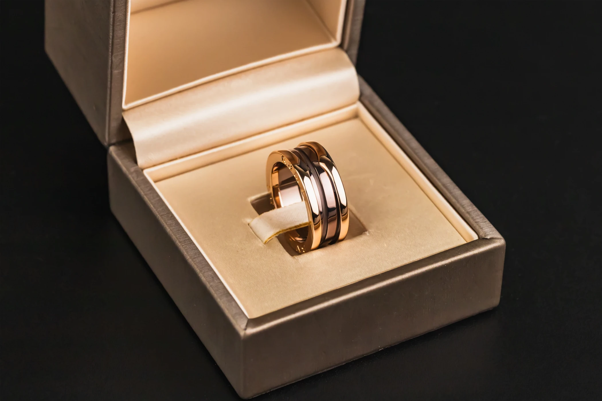 Bulgari B Zero 1 Ring Ceramic 18ct Rose Gold Size 54