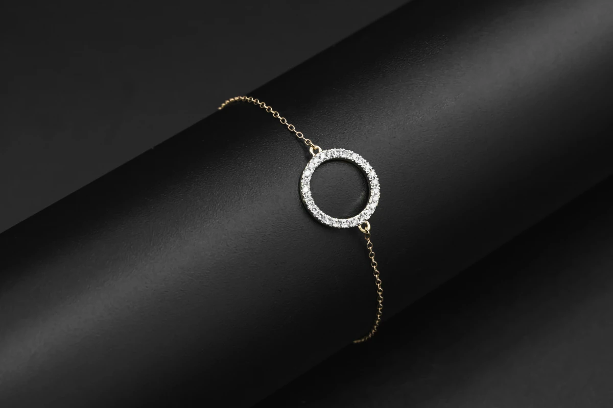 9ct Yellow Gold Diamond Anklet 0.15ct