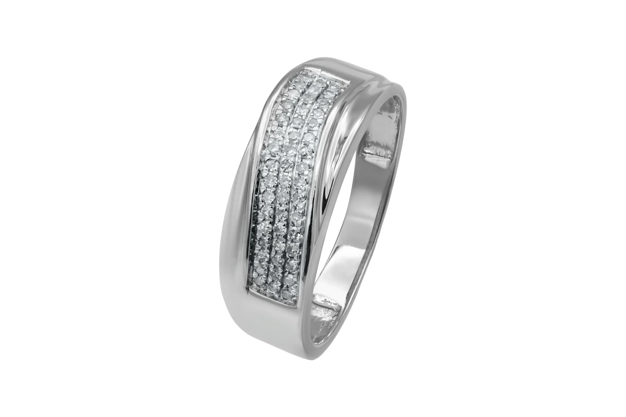 9ct White Gold 3 Row Diamond Ring 0.20ct 2g