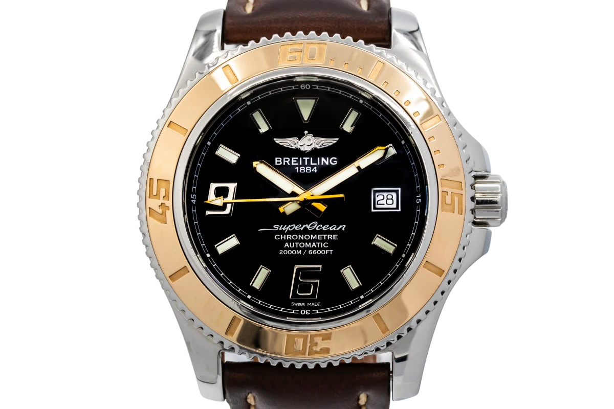 Breitling Superocean 44 Steel & 18ct Rose Gold Brown Leather C17391 Circa 2013