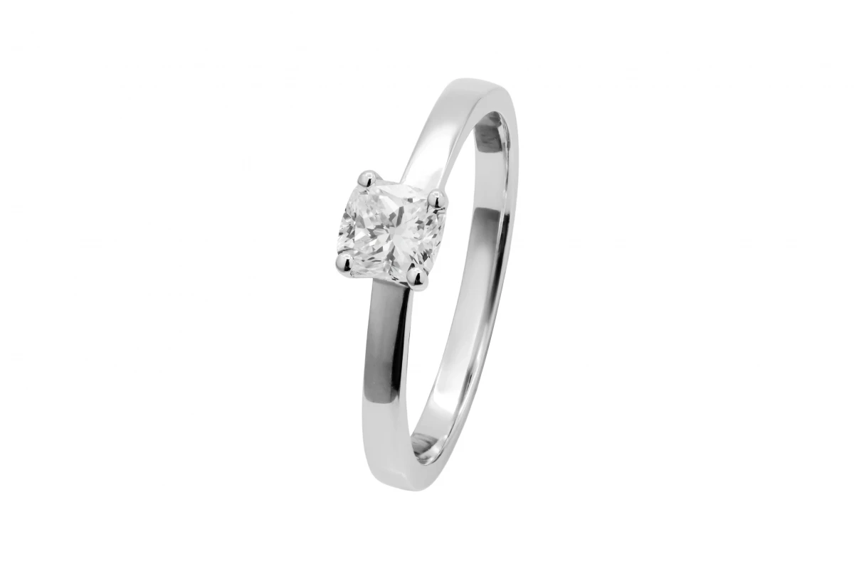 18ct White Gold Diamond Cushion Cut Engagement Ring 0.52ct F IF GIA Certified