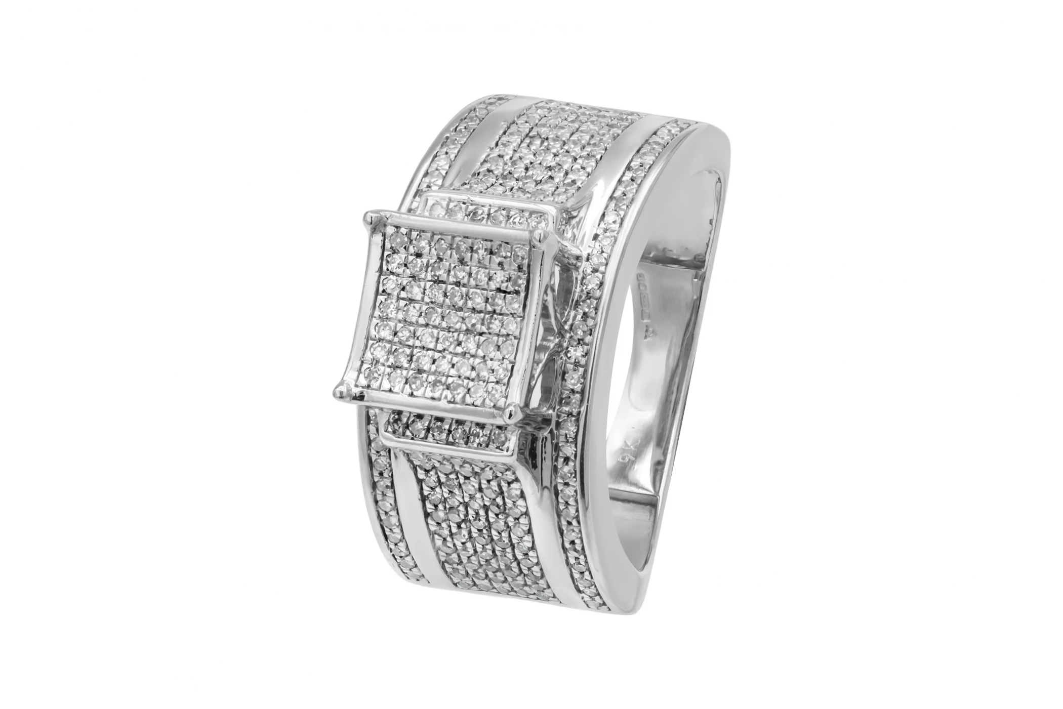 9ct White Gold Micro Pavé Diamond Ring 0.37ct