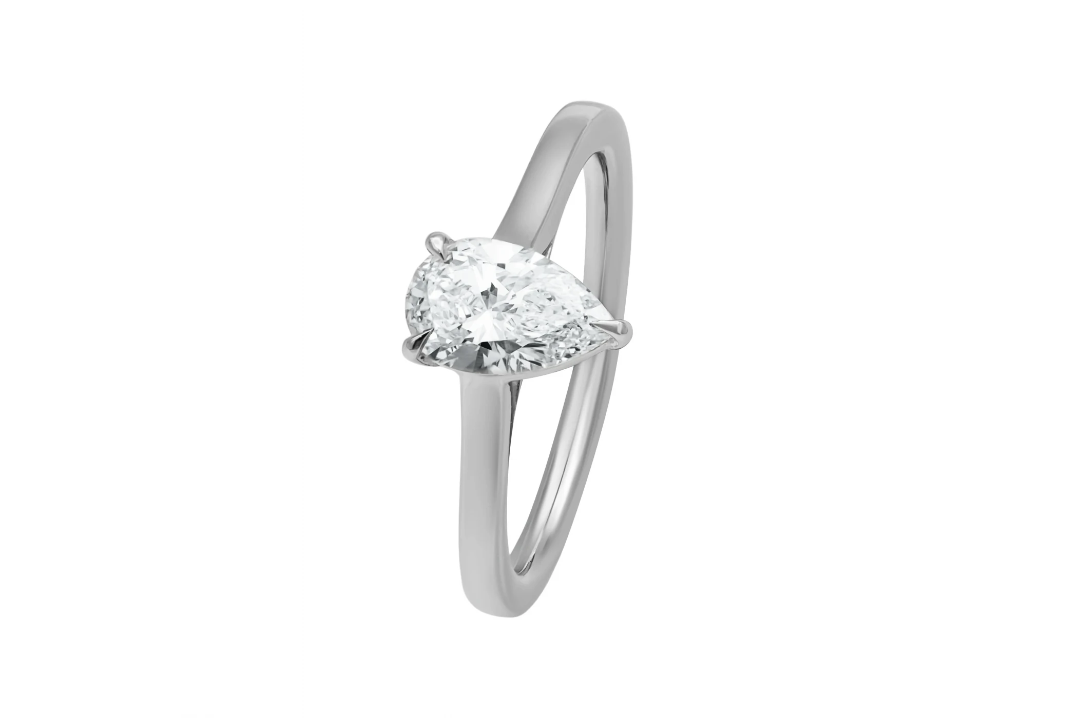 18ct White Gold Pear Shape Diamond Engagement Ring 0.80ct GIA Certified