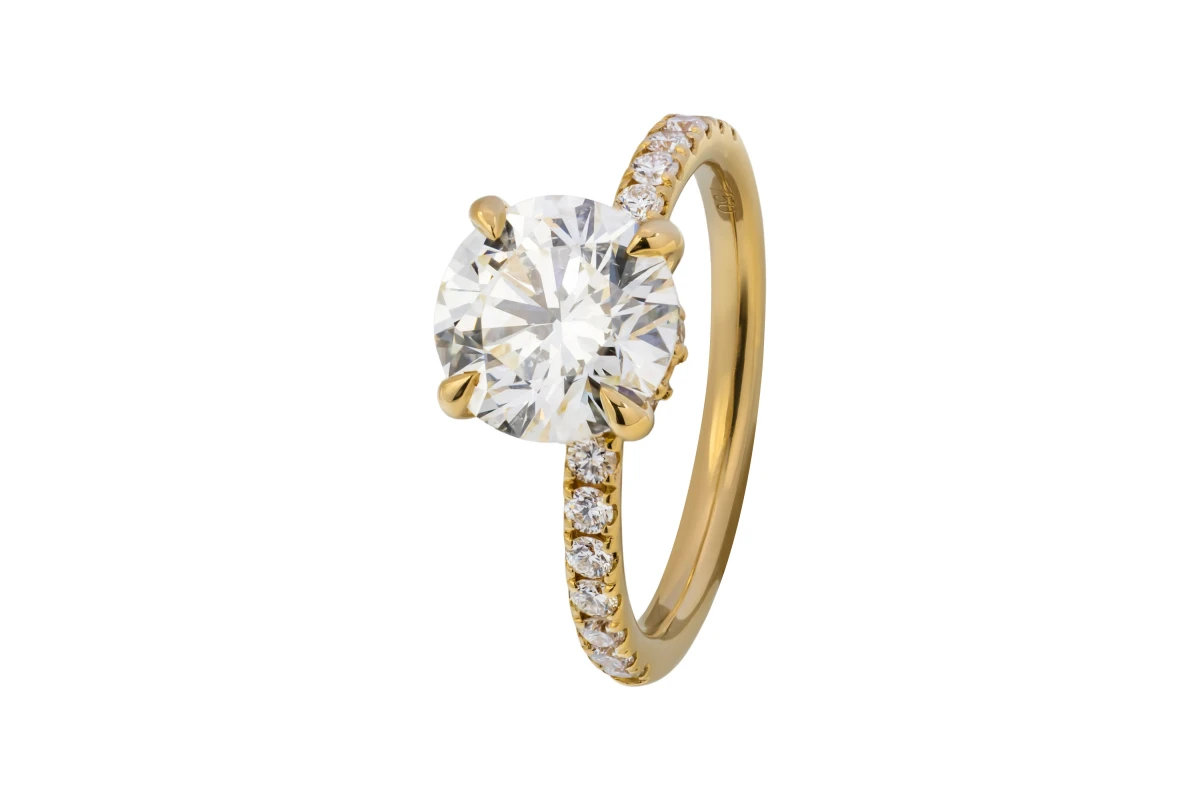 18ct Yellow Gold Diamond Hidden Halo Engagement Ring 2.21ct GIA Certified