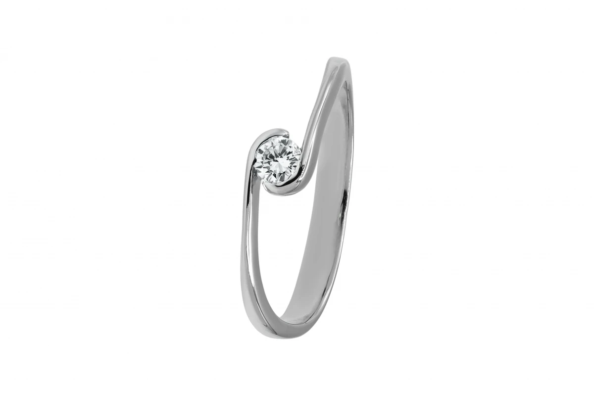 18ct White Gold Twist Diamond Ring 0.11ct