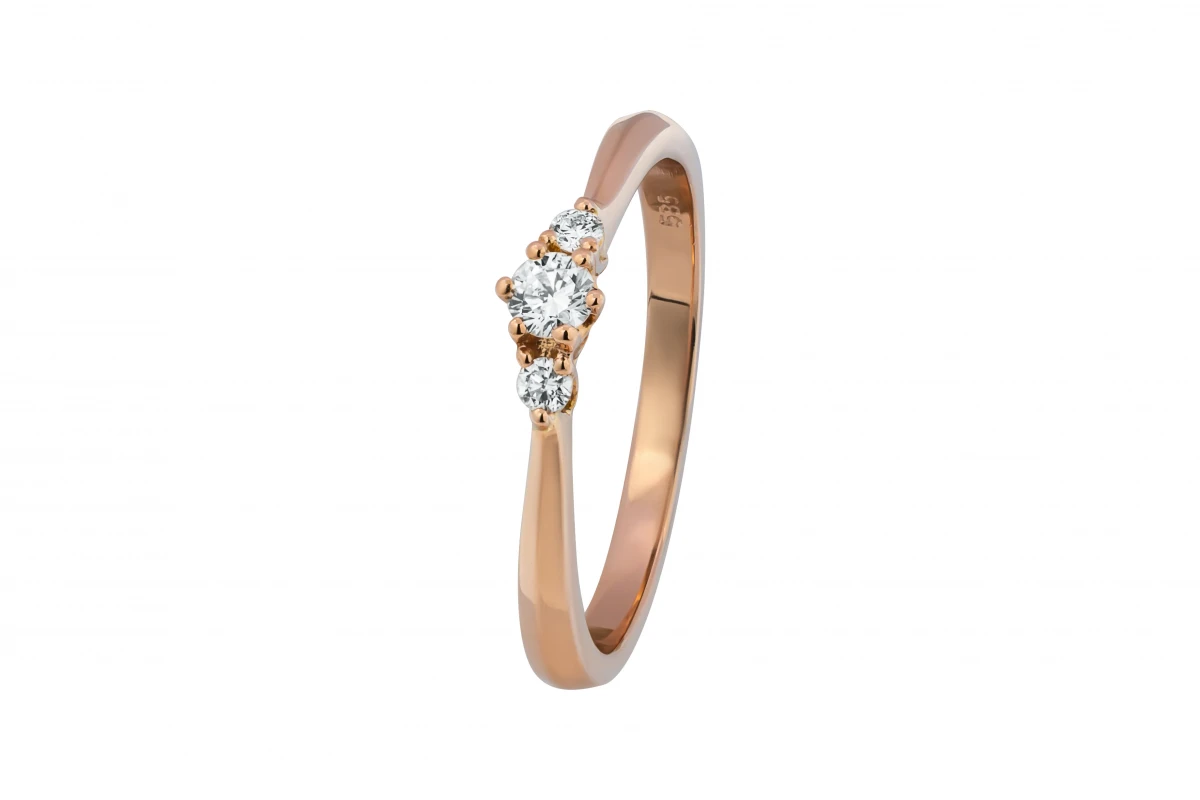 14ct Rose Gold Diamond Trio Ring 0.14ct