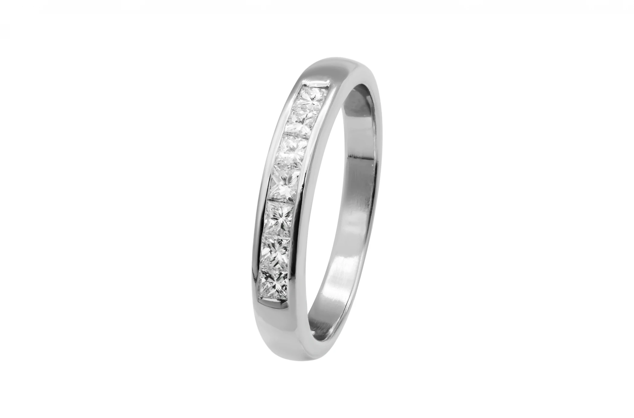 9ct White Gold Channel Set Princess Cut Eternity Wedding Band 0.50ct 2.9g