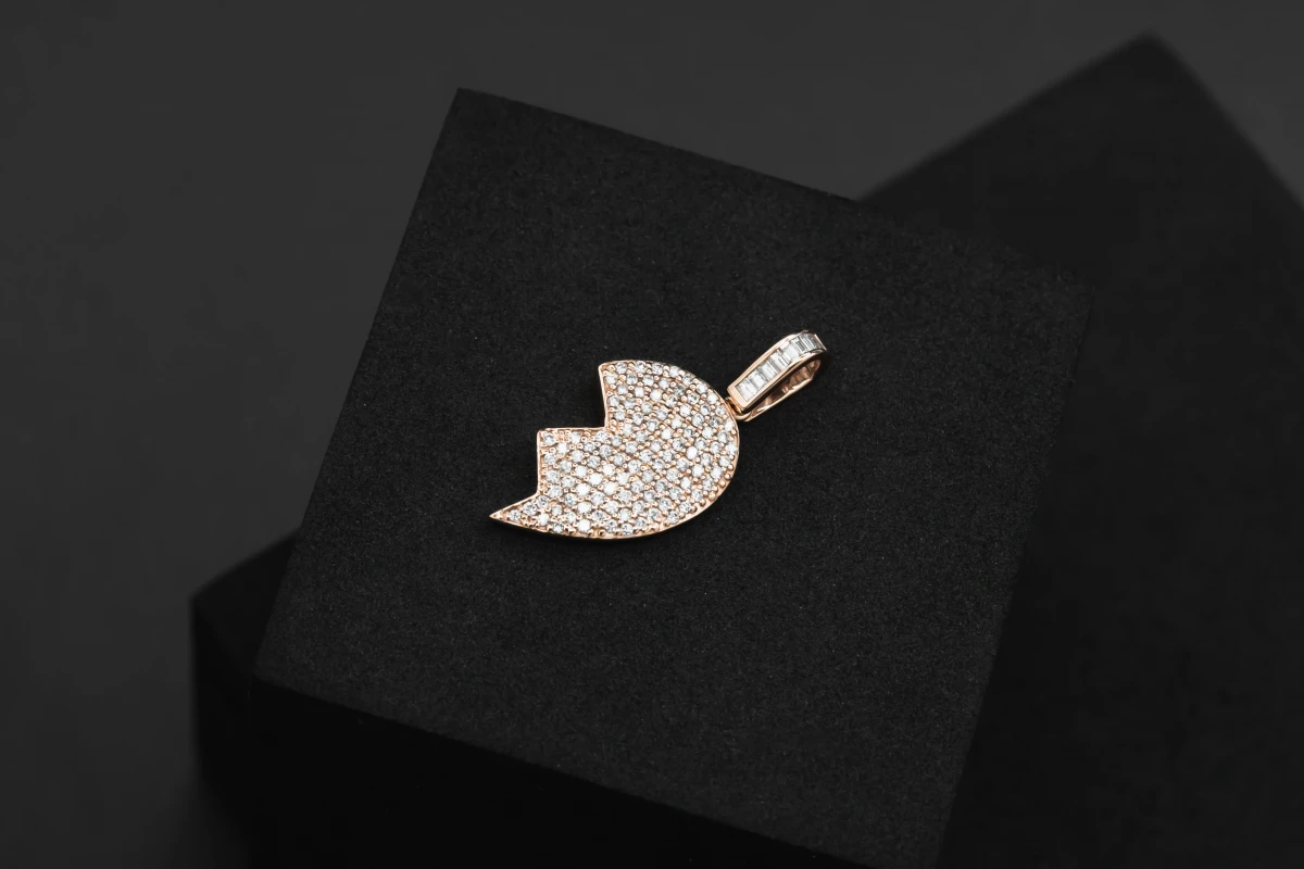 9ct Rose Gold Diamond Right Side Heart Pendant 1.10ct