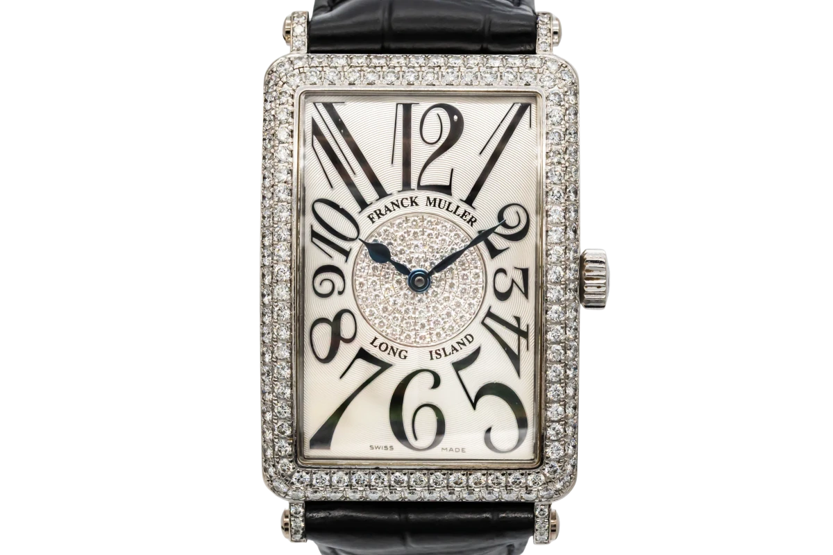 Franck Muller Long Island 30x42mm 18ct White Gold Black Leather 1000 SC D 1P